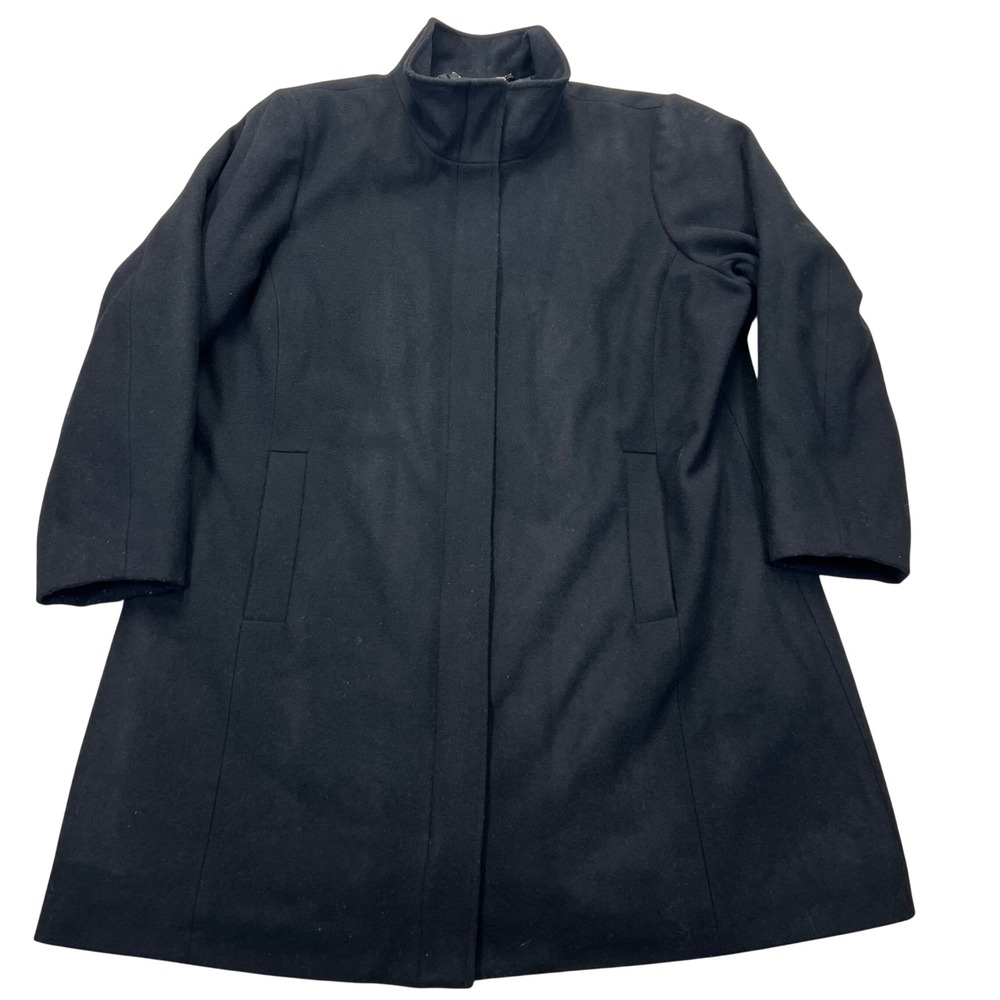 Lands' End‎ Women's Insulated Wool Blend Coat Black Large 14-16 PrimaLoft Career